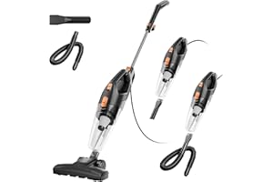 fenhua Corded Stick Vacuum Cleaner - Lightweight, Powerful Suction with 450W Motor, 3-in-1 16.4Ft Cord Vacuum Cleaners for Home, Hard Floor, Carpet, Pet Hair Black