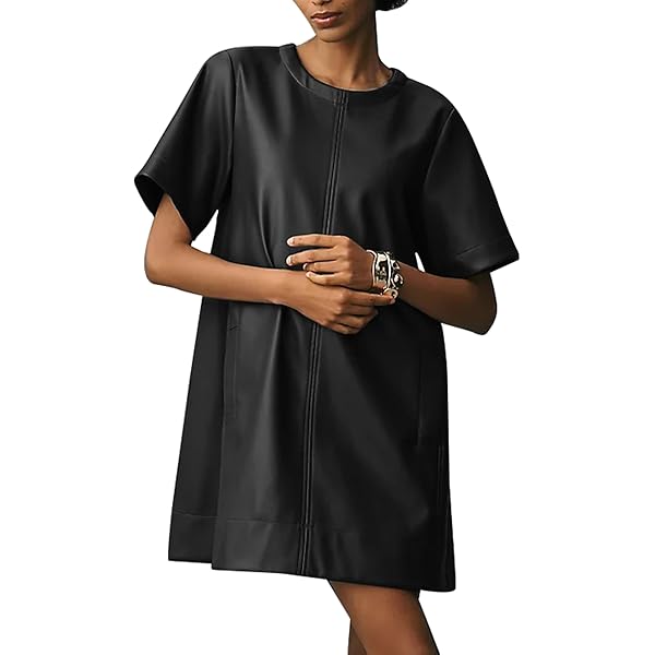 Amazon.com: V71_Ladies' Faux Leather Dress - Color: Black - Size: L - Party Mini Dress Short Sleeve : Clothing, Shoes & Jewelry Amazon.com: V71_Ladies' Faux Leather Dress - Color: Black - Size: L - Party Mini Dress Short Sleeve : Clothing, Shoes & Jewelry