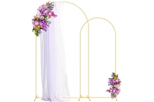 ITEFDTUTNE Arch Backdrop Stand (7.2FT, 6FT) Set of 2 Gold Wedding Arch Backdrop,Metal Arch Backdrop Stand for Anniversary, Arched Backdrop Frame for Birthday Parties Garden Background Decoration