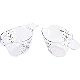 2 Pack Small Measuring Cups, 2oz/60ml Mini Measuring Cup with tsp/Tbsp/oz/ml Markings, Clear Easy-Read Scale for Kitchen, Resin, DIY, Beauty Mixing (2)