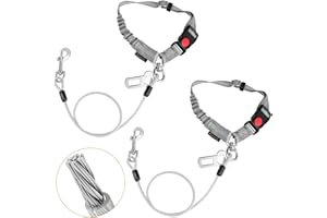 CHZUOBER Chew Proof Dog Car Seat Belt, 2 in 1 Steel Cable Dog Car Accessories Headrest Restraint Dog Car Seatbelt for Medium 