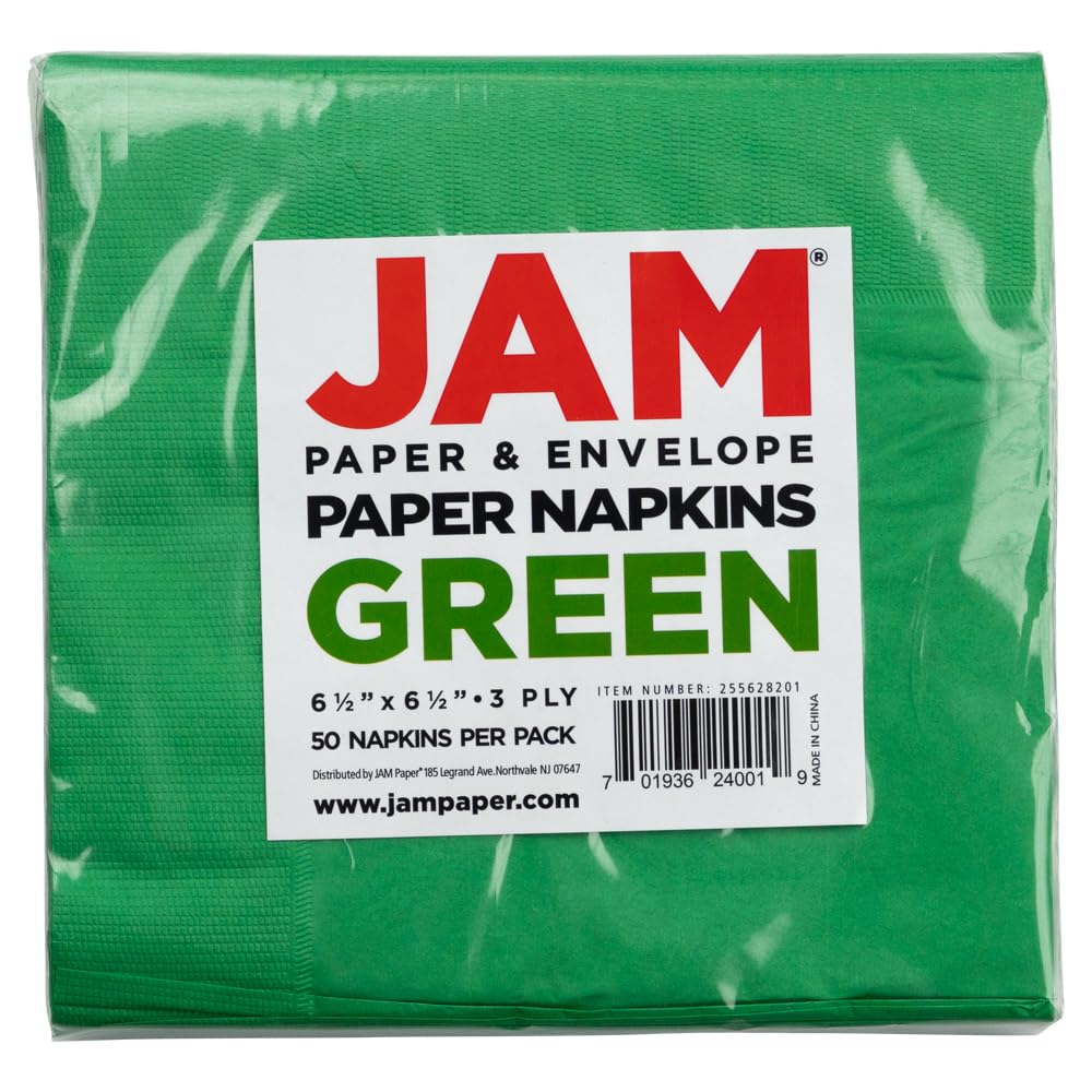 JAM PAPER Medium Lunch Napkins - 6 1/2 x 6 1/2 - Green - 40/Pack
