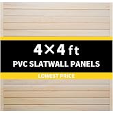 4'x4' PVC Slatwall Panels Garage Wall Storage System, Wood Grain Slat Wall Paneling Garage Organizers