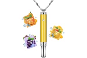 VITABONA Anxiety Breathing Necklace with Flavored Air - Breath Free Stress Relief Breathing Device for Meditation, Stainless 