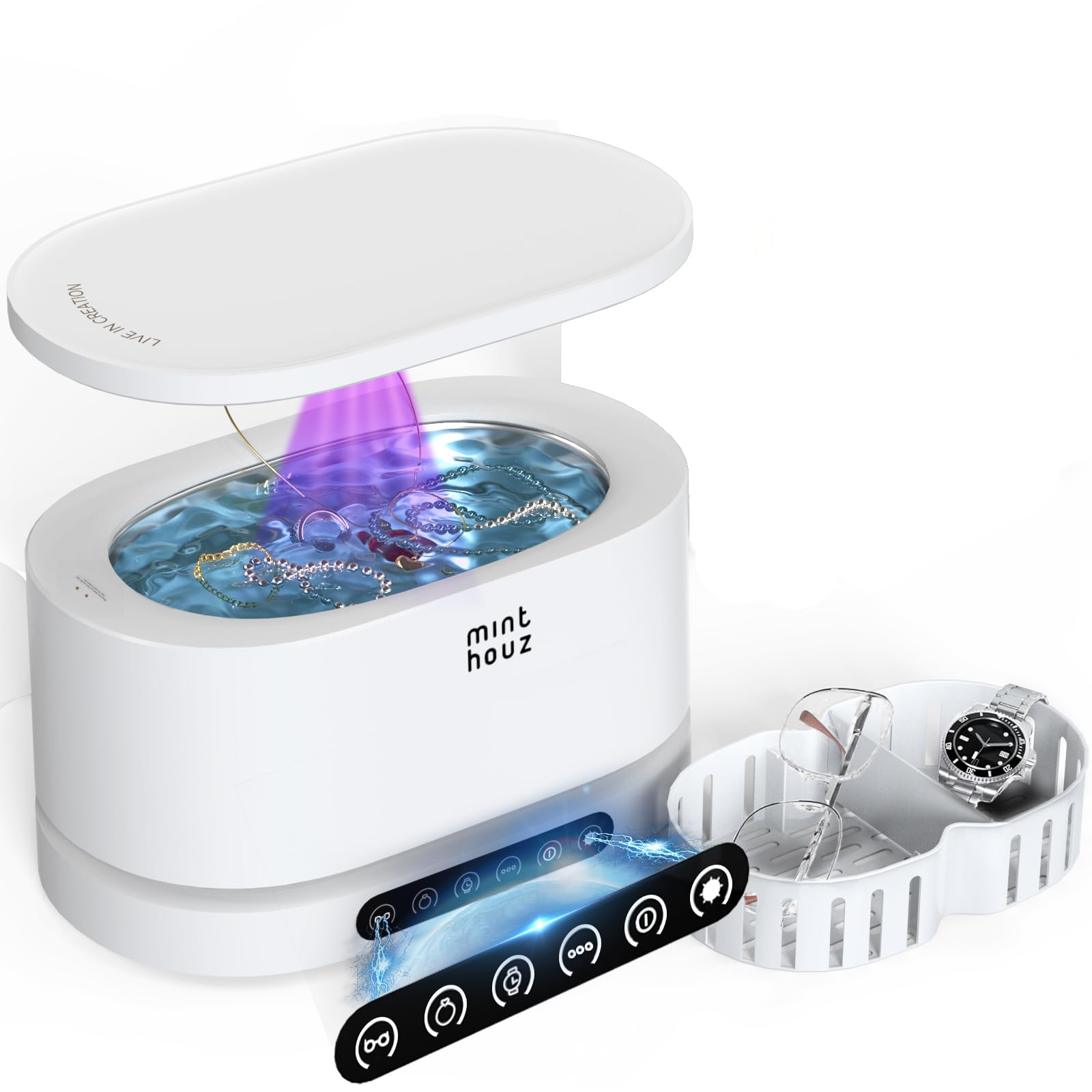 Photo 1 of Minthouz Ultrasonic Cleaner with 5 Modes & 500ml Capacity 48kHz High-Frequency Cleaning for Jewelry, Ring, Watches, Glasses, Retainers Silver Jewelry Cleaner Machine Household Use