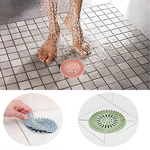 KongNai Hair Catcher Shower Drain Cover, 4 Pack Hair Stopper Drain Protector Universal Rubber Sink Strainer for Bathtub Kitchen and Bathroom