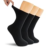 LIXIA Women Non Binding Merino Wool Socks 3/6 Pairs Pack- Wide Calf Good for Circulation - No Compression Warm Breathable