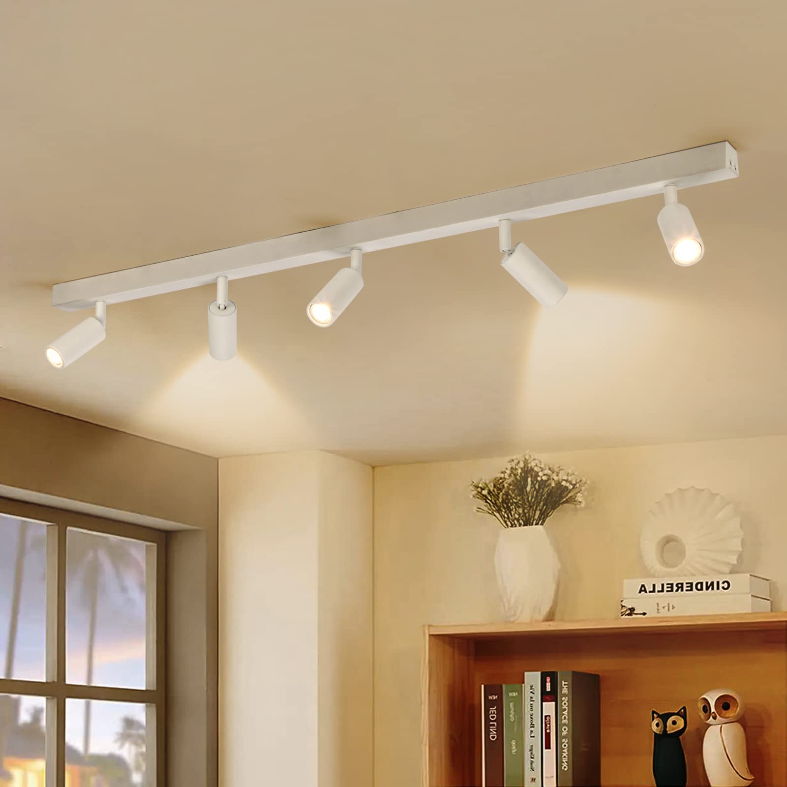 Eofiti LED Ceiling Light Rotatable White 5 Way Ceiling Spotlight 3000K Warm White Adjustable Modern Ceiling Spot Including 5X 3W G9 LED Bulbs 360LM Ceiling Lighting for Kitchen Living Room Bedroom