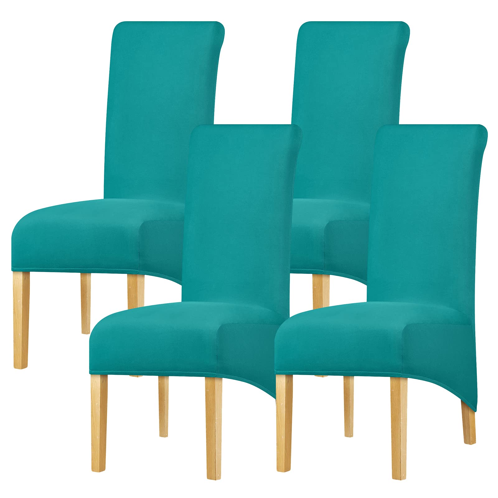 Leorate High Back Chair slipcover Stretch Spandex Chair Cover for Dining Room Hotel Home Kitchen Counter Chair Protector Blue Green 4 pieces
