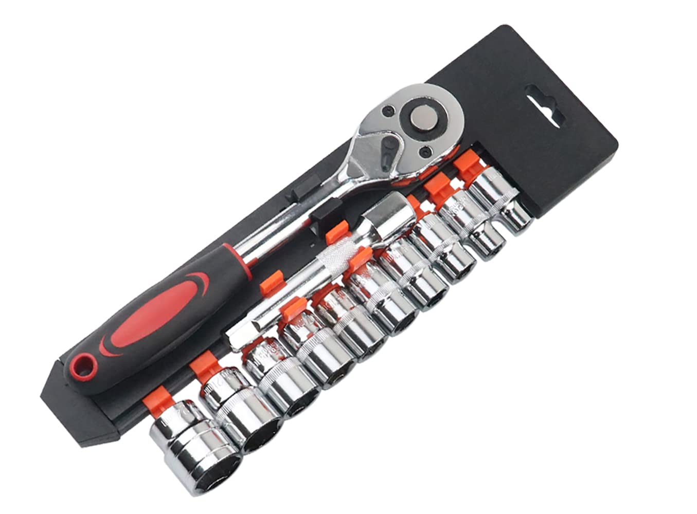 YEBOCIYO Socket Wrench Set 1/2" 12 pcs Ratchet Wrench Set Reversible Ratchet CR-V with Ratchet Hexagon Bit Inserts and Adapter Extension for Craftsmen, Mechanics, Repair