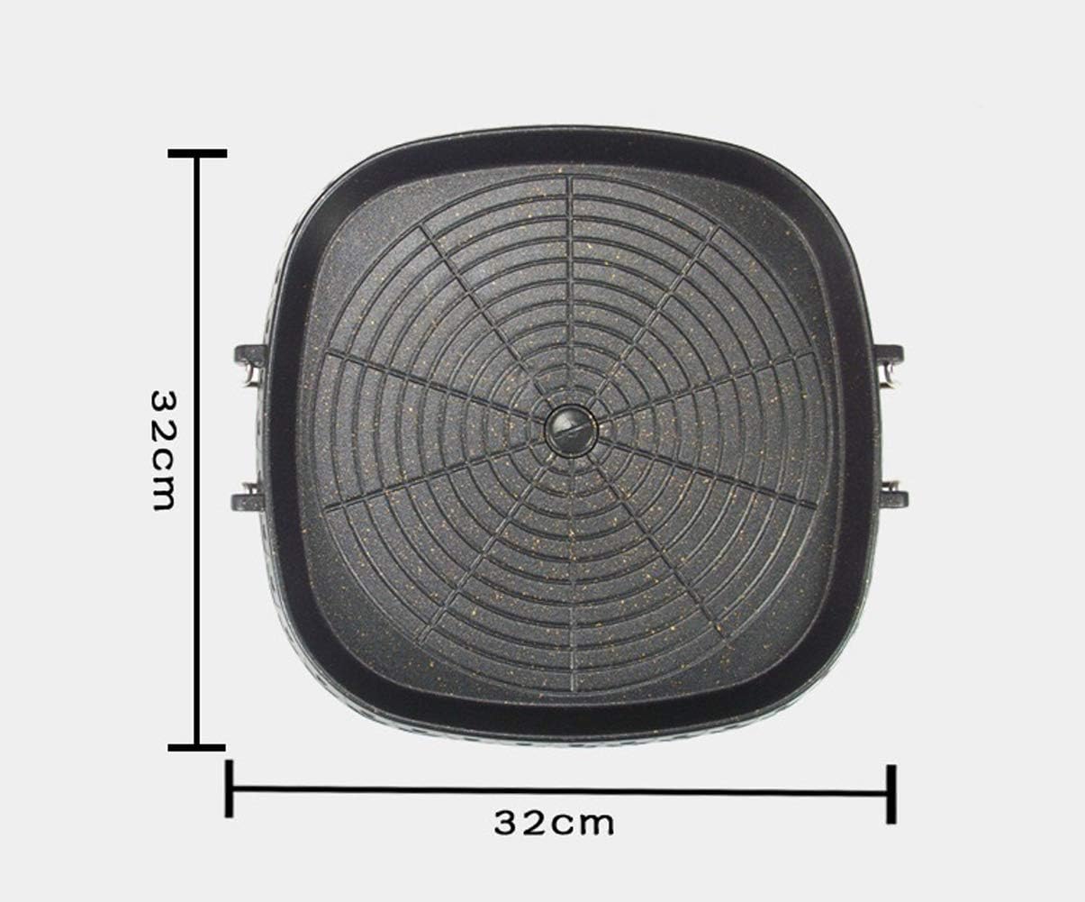 CHYIR Korean-Style Square Grill Pan with Maifan Stone Coated Surface,Non-Stick Smokeless Barbecue Stovetop Plate for Indoor Outdoor BBQ - Image 3