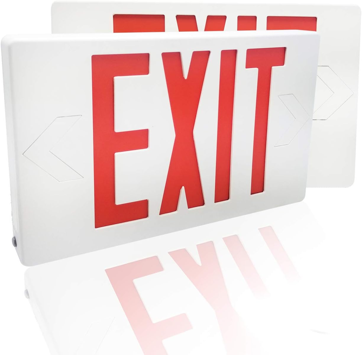eTopLighting [2 Pack] LED Exit Sign Emergency Light, Red Letter, Battery Back-up, Extra Face Plate Included, Fully Automatic Operation, Ceiling or Wall Mounting, Side Mounting, AGG2167