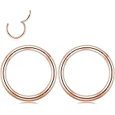 G23 Titanium Septum Clicker Nose Ring 18 Gauge Rose Gold Hoop Earrings Plated 18g Cartilage Earring Lip Ring 8mm Helix Rook Hinged Piercing Jewelry