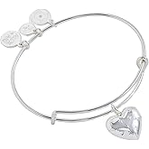 Alex and Ani Silver Metal Heart Charm Bangle