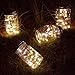 Homeleo 4 Pack Wide Mouth Mason Jar Solar Led Lights Insert Screw with Hangers, Warm White Waterproof Solar Fairy Lights for Outdoor Garden Decor Christmas Holiday Wedding Party(Jars Not Included)