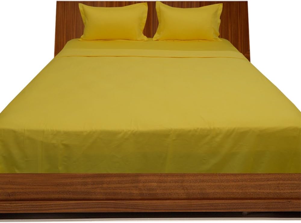 300 GSM Comforter Quality Full XL PrasadCollections 300TC 100% Egyptian Cotton Yellow Solid Elegant Finish 7PCs Bed in a Bag Set Solid(Pocket Size: 12 inches)