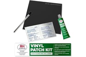RH Adhesives Vinyl Patch Kit with 10" x 10" Reinforced Flexible PVC, 1 oz. Tube of HH-66 TF Vinyl Cement, Applicator Brush, Alcohol Wipes (Black, Heavyweight PVC (22 oz.))