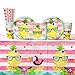 Pineapple n' Friends Luau Birthday Party Supplies Pack for 16 Guests | Straws, 16 Dinner Plates, 16 Luncheon Napkins, 1 Table Cover, and 16 Cups |Pineapple, Toucan, Flamingo Design | Summer Fun