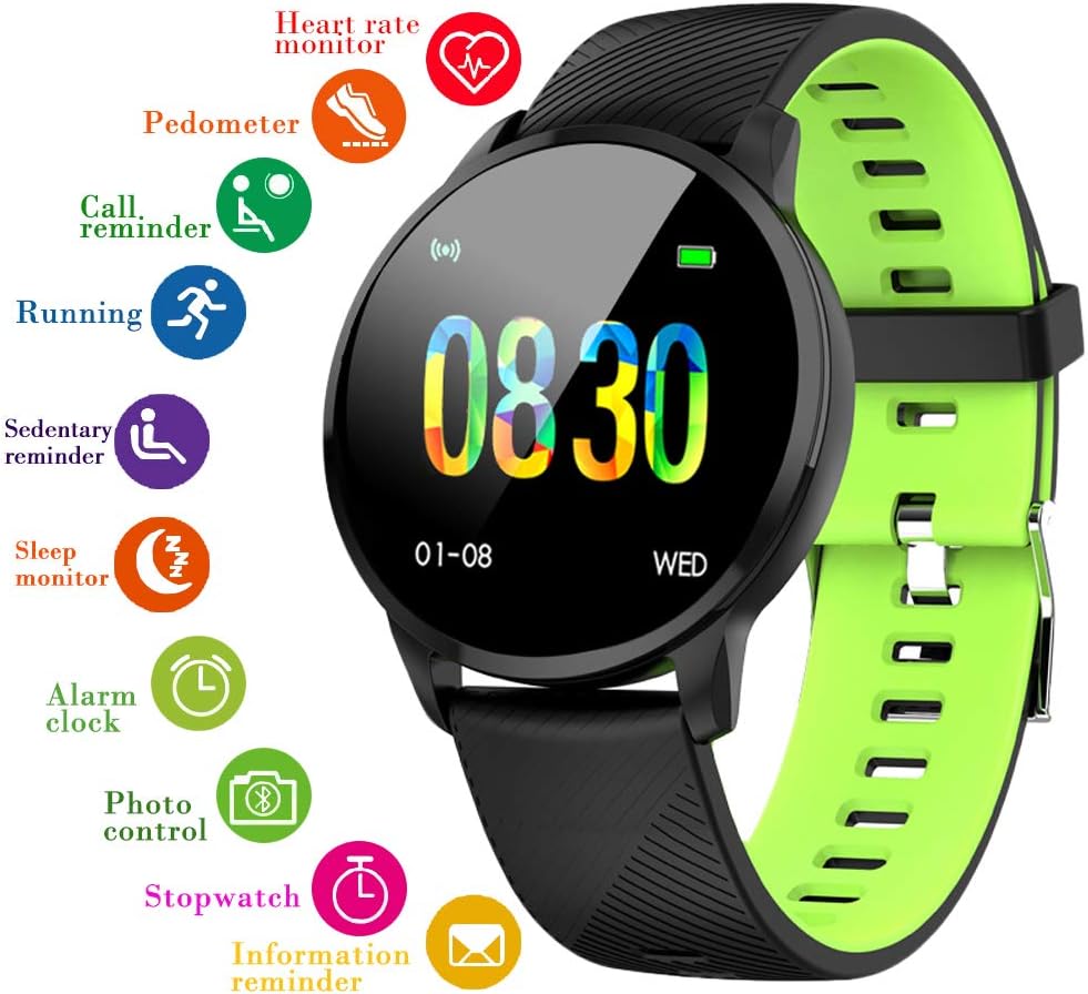 UWINMO Smart Watch,Smart Band for Android iPhone with Heart Rate&Blood Pressure&Sleep Monitor,Waterproof Fitness Tracker with Calorie Counter,Pedometer, Information Reminder for Men Women