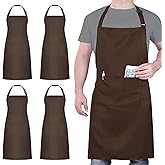 4 Pack Chef Apron, Waterproof Apron, Adjustable Apron with 2 Pockets for Men Women, Apron for Cooking Baking Restaurant