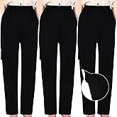Blosssound 3 Pack Men's Chef Cargo Pants Classic 5 Pocket Black Baggy for Men Kitchen Restaurant Works Pants with Wide Elastic Waist and Drawstring(L)