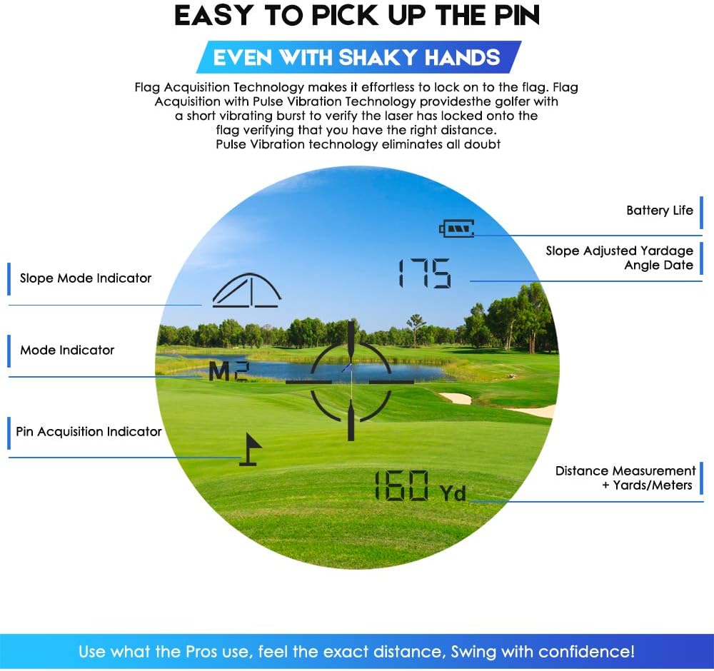 PEAKPULSE LC600AG Golf Rangefinder with Slope Compensation Technology, Flag Acquisition with Pulse Vibration Technology and Fast Focus System, Perfect for Choosing The Right Club. 450 Yard Range. : Sports & Outdoors