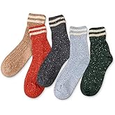 IIG 5 Pairs Women's Vintage Style Thick Wool Warm Winter Crew Socks