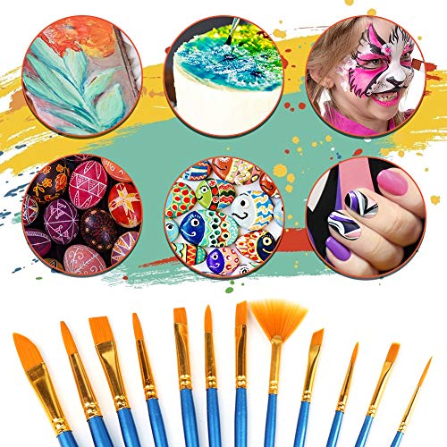 Koogel 16 Stücke Künstlerpinsel Set, 12 Premium Künstlerpinsel mit 2 Mischpalette 1 Palettenmesser 1 Kunstschwamm Pinsel Set für Anfänger Kinder Künstler Gemälde Liebhaber