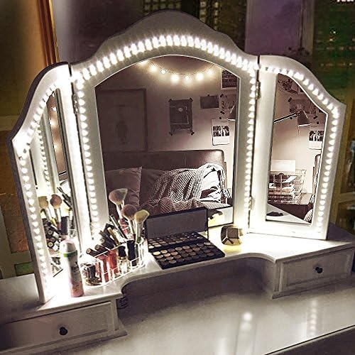 zizwe Led Vanity Mirror Lights Kit, 13ft/4M 240 LED vanity mirror with lights - vanity lights for Makeup Table Set with Dimmer and Power Supply, Mirror not Included