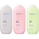 Method Body Wash Trio for Daily Cleansing and Skin Care, Moisturizing Body Wash, Simply Nourish, Pure Peace and Daily Zen, 18 Fluid Ounce (Variety Pack)