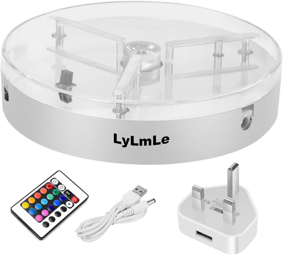 Vase LED Base Light, Led Lights Base for Crystal Glass, Wedding Centrepiece Led Light Decoration Multicolor Led Coasters by LyLmLe(15CM)