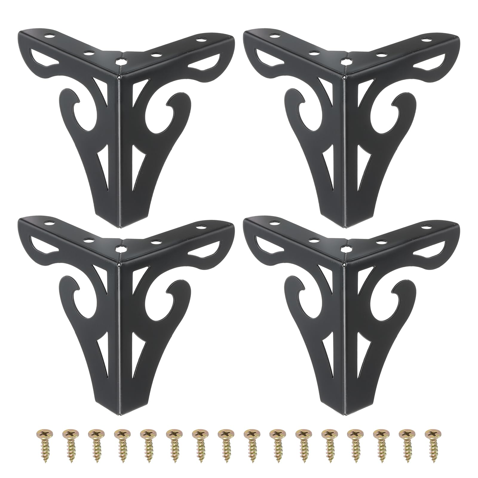 PATIKIL 3.7 Inch Hollow Out Furniture Legs, Set of 4 Modern Metal Triangle Couch Feet Replacement Sofa Legs for Cabinet Dresser Cupboard Table Chair Ottoman Bookcase Wardrobe,Black