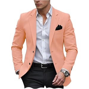 DRCUIVS Men's Slim Fit Blazer Notch Lapel Single Breasted Business Casual Suit Jacket Tailored Sport Coat