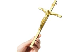 VINETEN Crucifix Wall Cross | Metal Slender Catholic Crosses | Cross Wall Décor for Your Home - 8 Inch