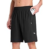baleaf Men's Athletic Running Shorts 9" Quick Dry Workout Shorts Lightweight Sports Gym Shorts with Zipper Pockets