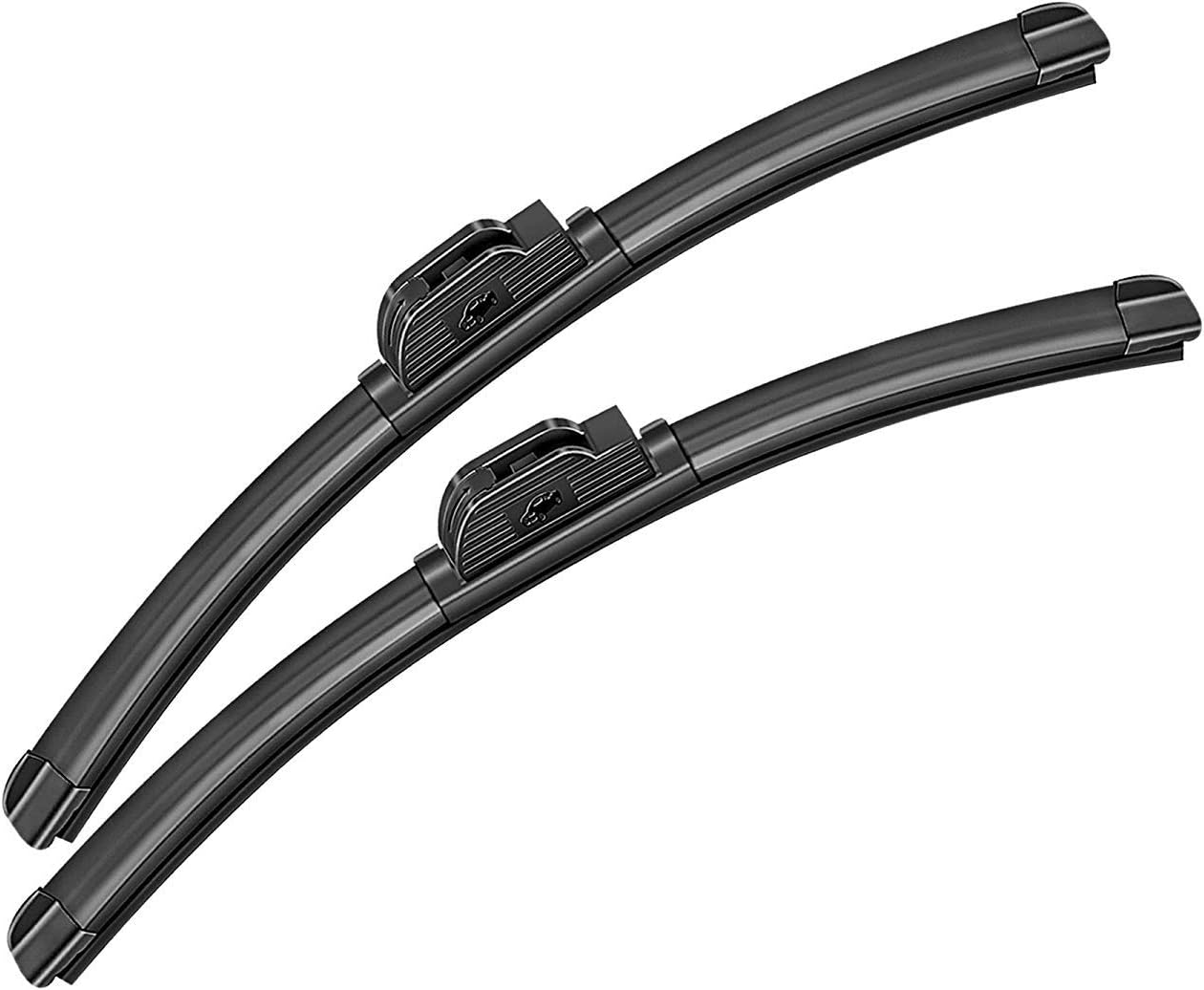 Windshield wiper blades, Winter Summer Front Window 20" + 20" Inch Bracketless U J hook Beam Wiper Blades NO. 19E01-4 by AutopartsMaster (set of 2)