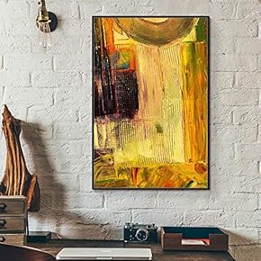 Floating Framed for Living Room Bedroom Golden Abstract...