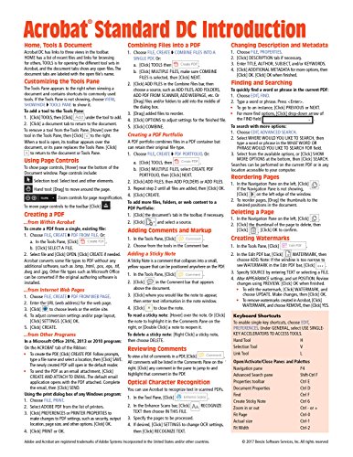 Adobe Acrobat Standard Dc Introduction Quick Reference Guide Cheat ...