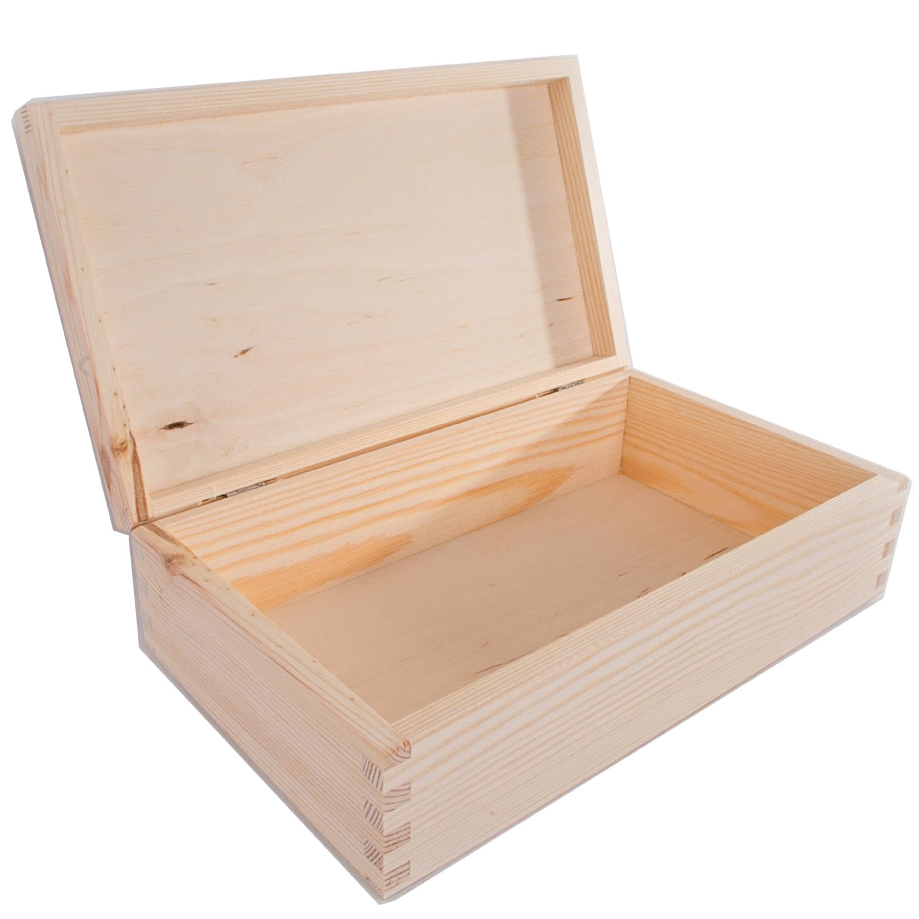 WooDeeDoo Rectangular Wooden Storage Box with Hinged Lid – 28 x 16 x 8 cm – Plain Pine Box for Crafts Gifts Décor Personalisation Painting Staining Decoupage Retail Display Keepsakes — image 1