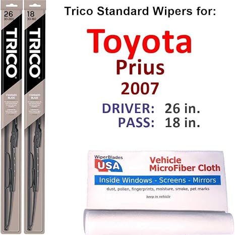 Amazon Com Wiper Blades Set For 2007 Toyota Prius Driver Pass Trico Steel Wipers Set Of 2 Bundled With Microfiber Interior Car Cloth Automotive
