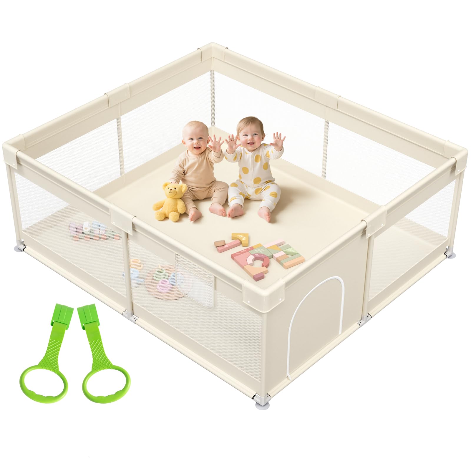 Photo 1 of Mloong Large Baby Playpen for Toddler - 69×59in Babies Play Pen Playard Active Center Beige