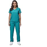 DEEYOTA Women's Medical Uniforms & Scrubs,Scrubs for Women,Medical Scrubs Top and Pants，V-neck Design Fashionable and Simple