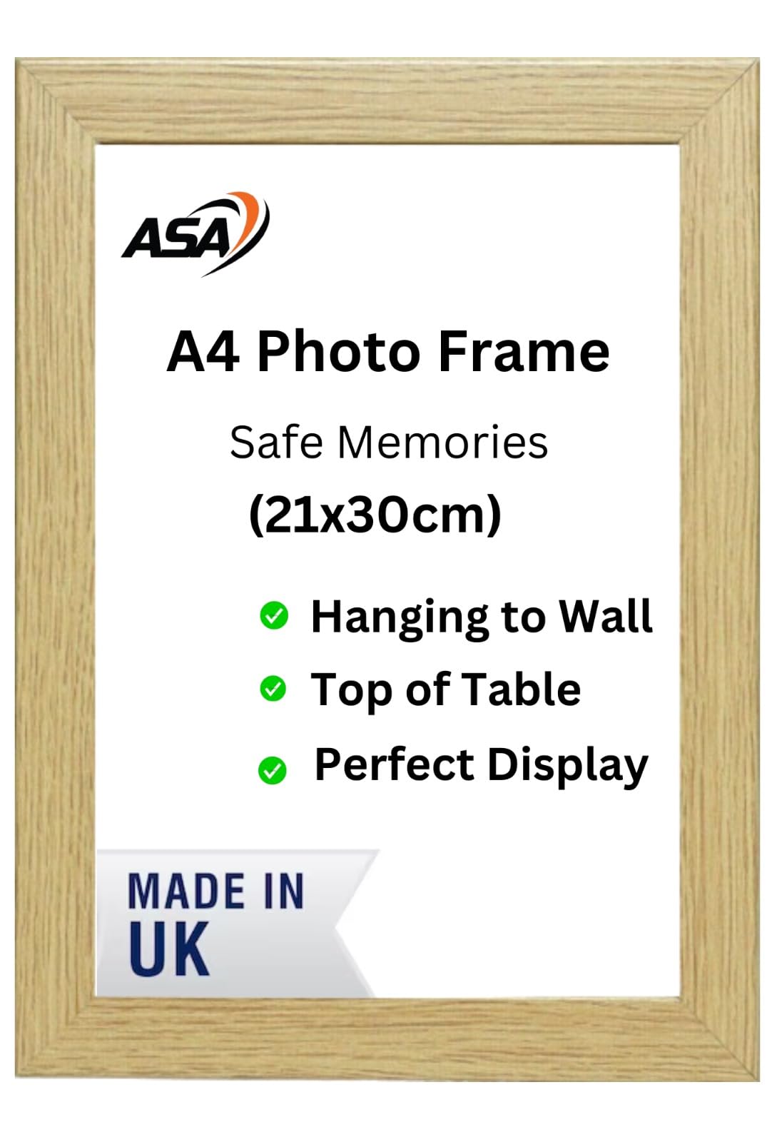 Picture Frame A2 A3 A4 A5 Size Home Decoration Photo Frames – Freestanding & Wall Mountable Table Top -Certificate Document Frames White Black Silver Oak (A4 Oak)