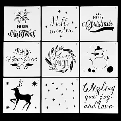Fy Christmas Stencils Merry Christmaschristmas Treesnowflakes For Card Diy Drawing Painting Templates 3