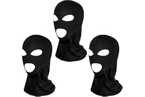 AJCOTAHM 3Pcs 3 Hole Ski Mask, Black Balaclava Face Mask for Men Women Thin Full Face Masks for Motorcycle Bike Hunting Cycling Cap