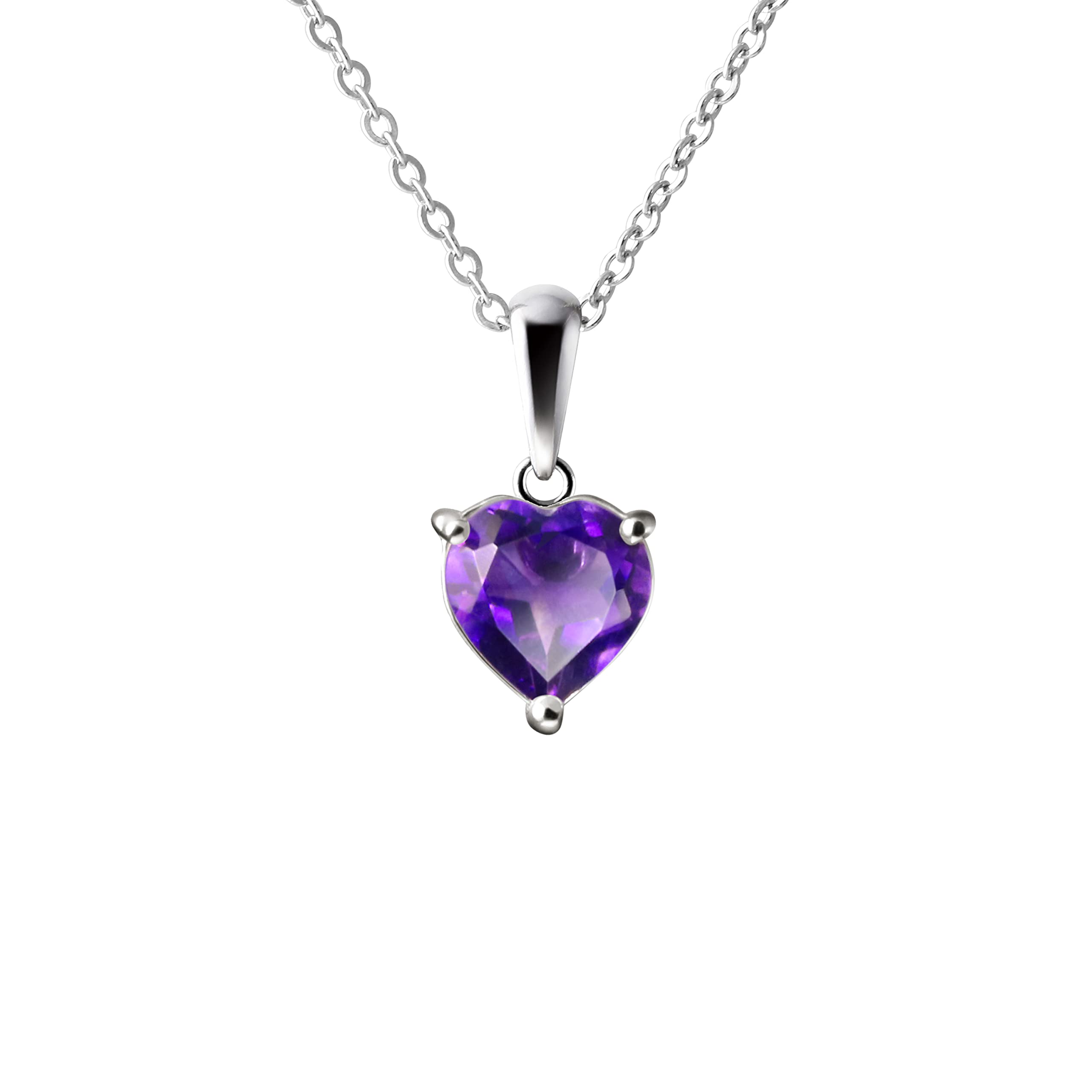 Franki Baker Sterling Silver & Heart Shaped Natural Amethyst Pendant Necklace. Chain length: 50cm