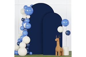FANPROMS Arch Cover Set of 2 Navy Blue Arch Backdrop Cover 6 7.2FT Spandex Arch Stand Covers for Arch Stand Arch Covers Stretchy Backdrop Balloon Arch Cover Backdrop Fabric for Wedding Party Supplies