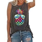 Womens Tank Tops Summer T Shirts Sleeveless Casual Loose Tunic Blouses