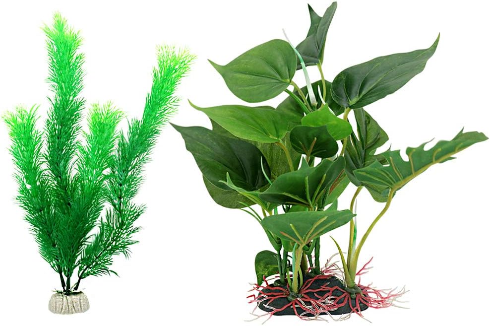 Vivifying Artificial Fish Tank Plants, 2 Pack Realistic Aquarium Plastic Plants for Decor Ornament