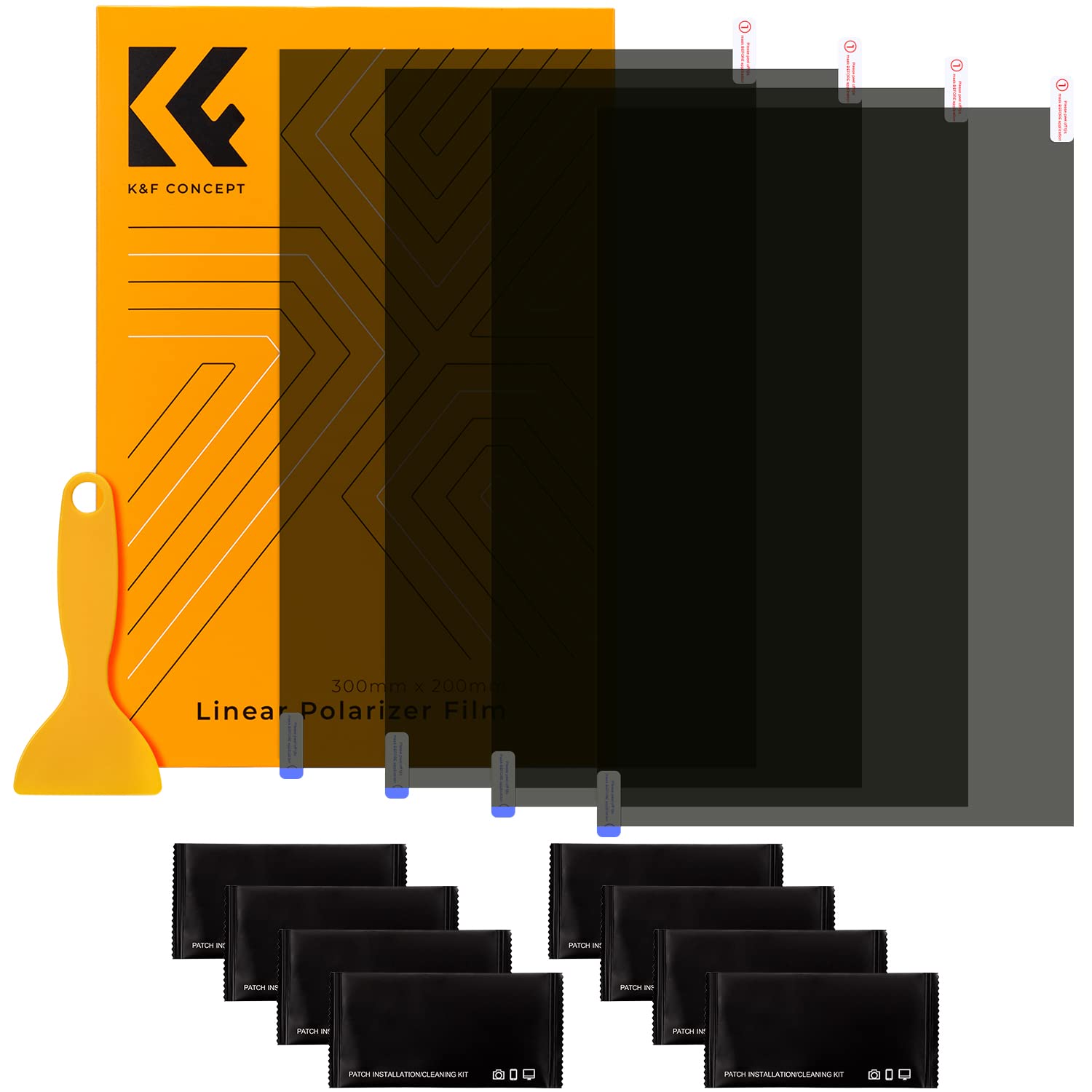 Photo 1 of K&F CONCEPT Linear Polarizing Film (4 Pieces) A4 Polarized Film Sheets Optical 20x30cm for Screen Educational Physics